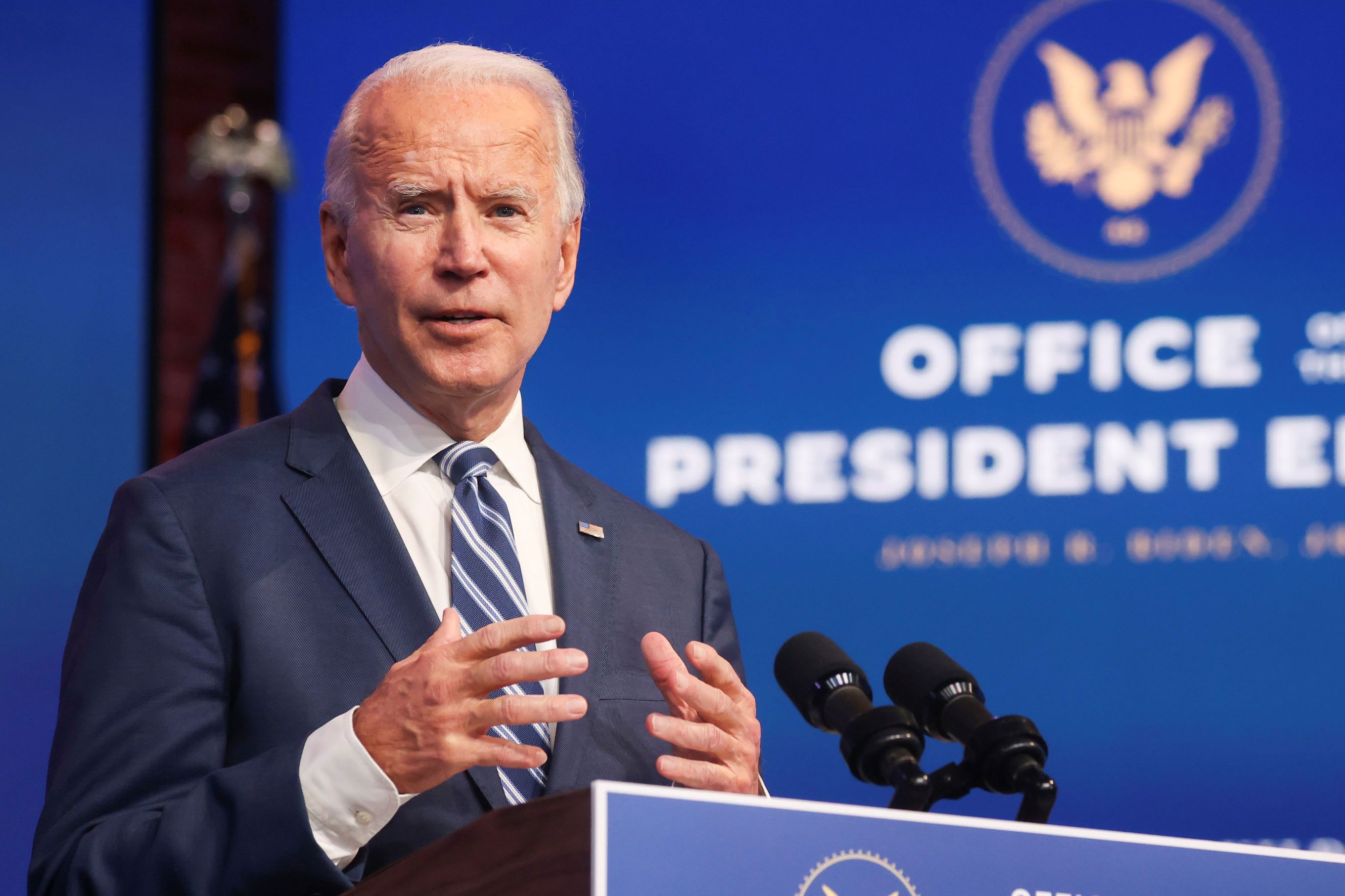 President-elect Joe Biden speaks at a convention. Image by StratosBrilakis/shutterstock. United States, 2020