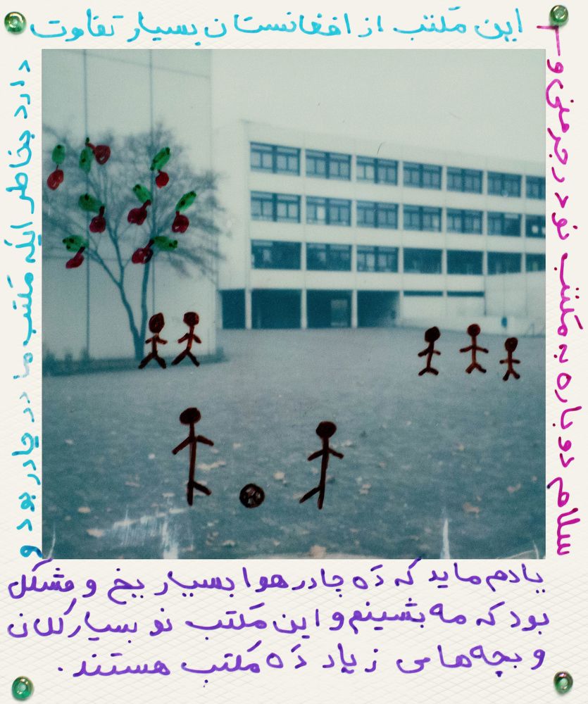 "Hello again from my new school in Germany. This school is very different from the one I went to in Afghanistan, because our school was in a tent, and I remember that the weather was too cold and harsh to be in school. But this new school is very big and has a lot of students.” Image by Milad Akhabyar. Germany.