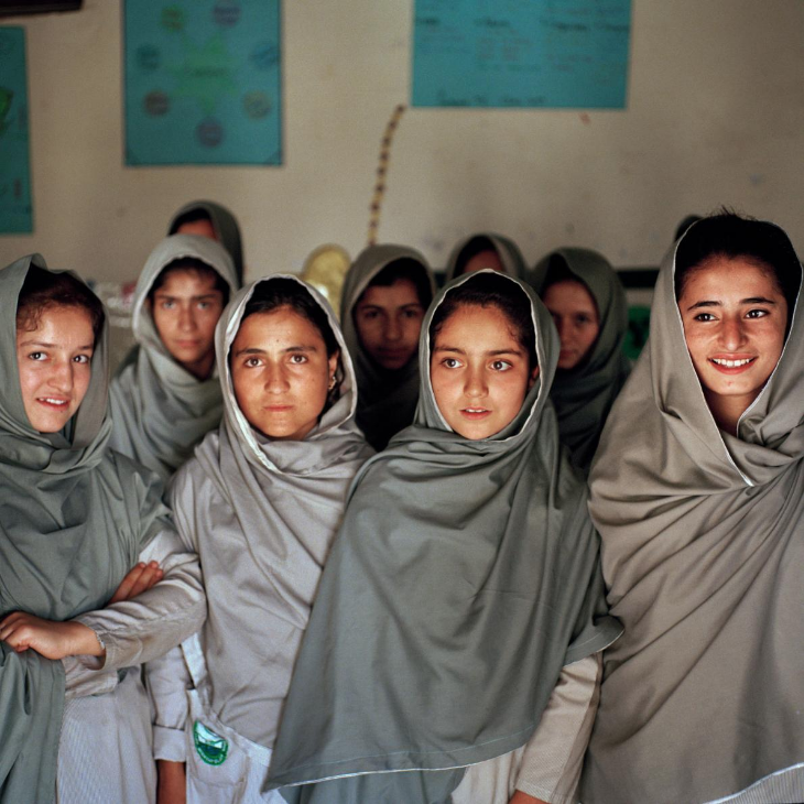 Both Sunni and Shia students study at a girls’ school in Minawar, a village near Gilgit in the province of Gilgit-Baltistan. Image by Sara Hylton/National Geographic. Pakistan, 2019.