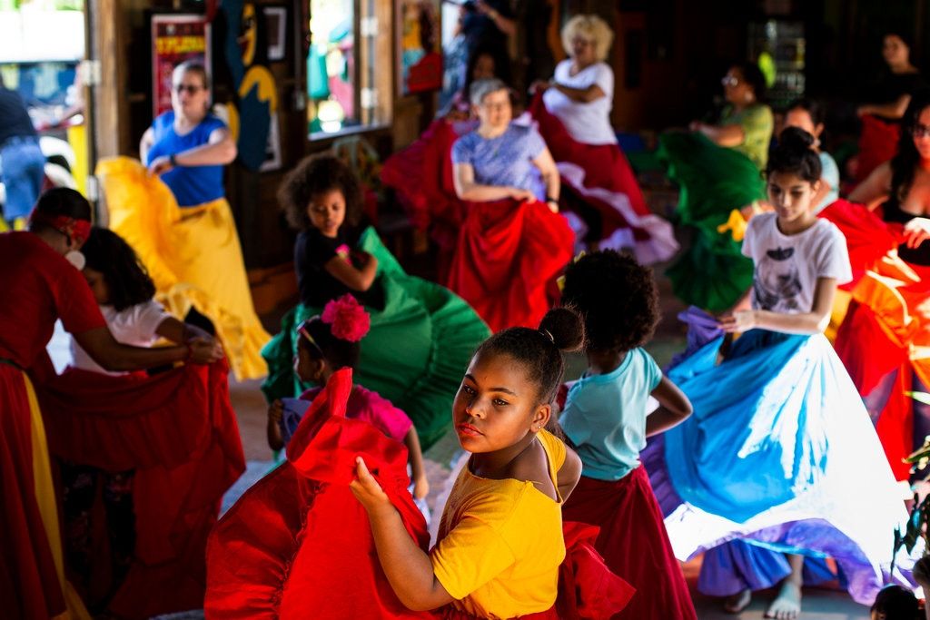A bomba dance class at the Corporación Piñones Se Integra community center in Loíza, P.R. Image by Erika P. Rodriguez / The New York Times. United States, 2020.