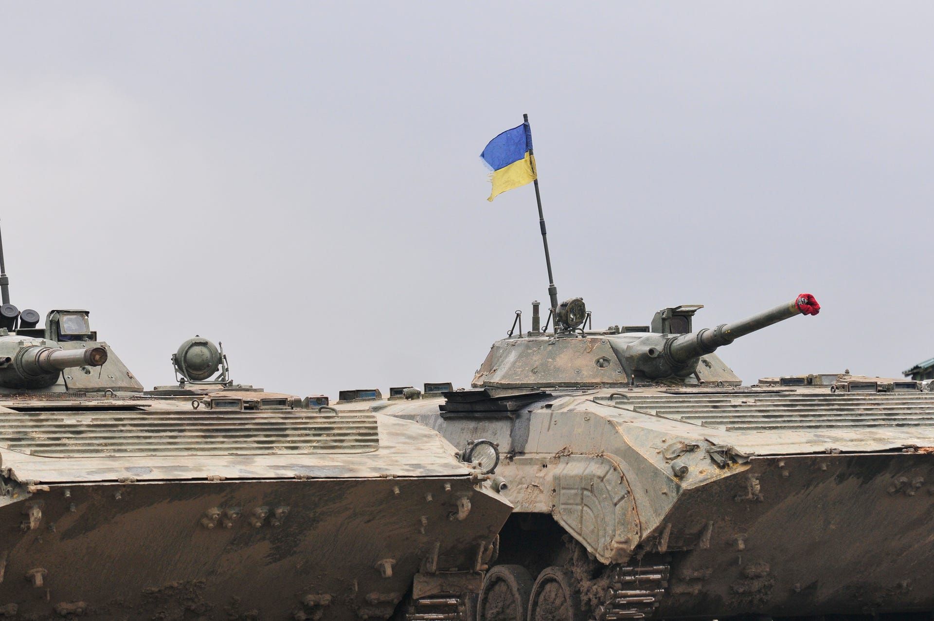 BMP-1s from 93rd Mechanized Brigade, Armed Forces Ukraine at the Combat Training Center–Yavoriv, Ukraine. Image by Cpl. Jared Saathoff / Wisconsin National Guard Public. Ukraine, 2020.