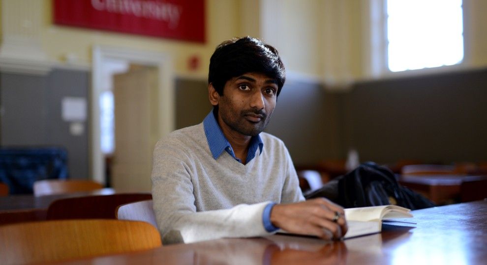 Kanishka Elupula, a doctoral student in anthropology at Harvard University. Image by Meredith Nierman/WGBH News. United States, 2019.