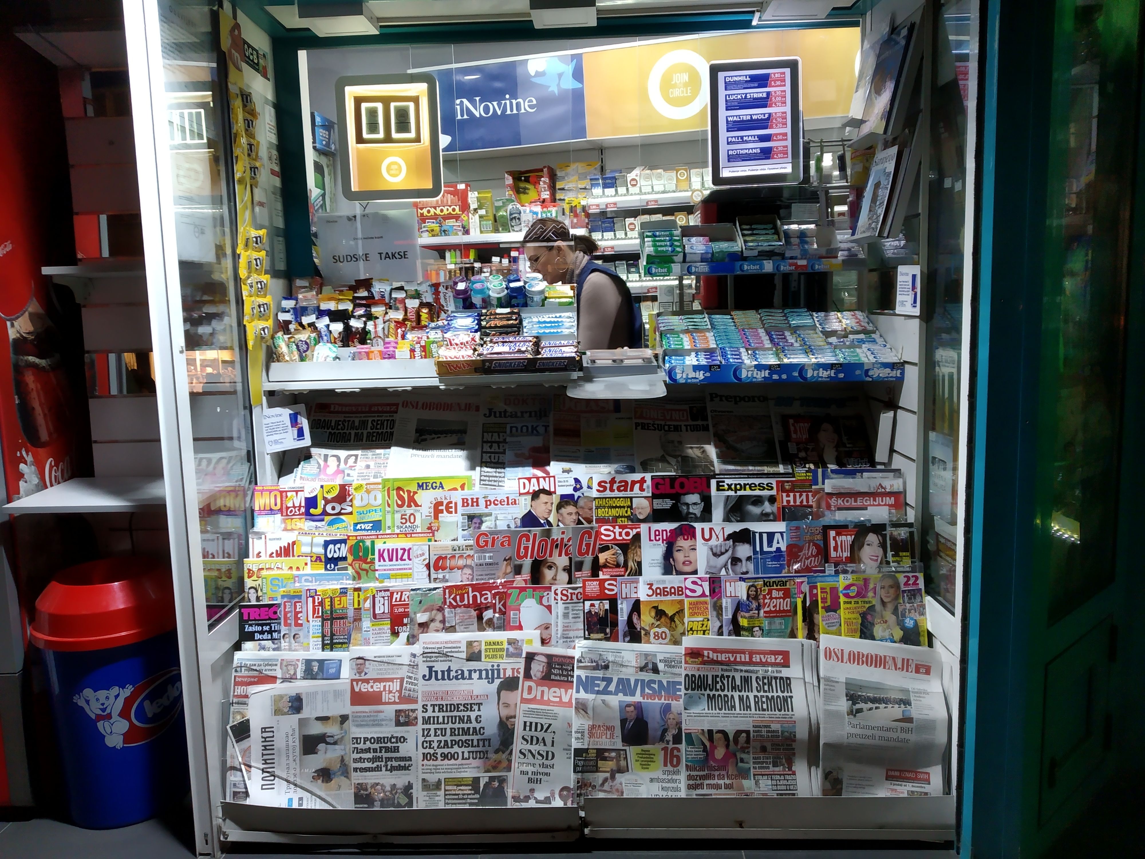 Press kiosk in Sarajevo, Bosnia. Image by Dariusz Kalan. Bosnia, 2019.