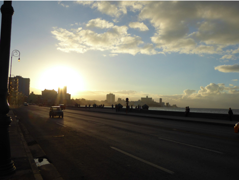 The view of the Malecon outside Talia Bustamante’s apartment. This seaside highway is one of Havana’s most prominent features, wrapping almost all the way around the El Vedado and Habana Vieja districts of the city. Image by William Neely. Cuba 2016.
