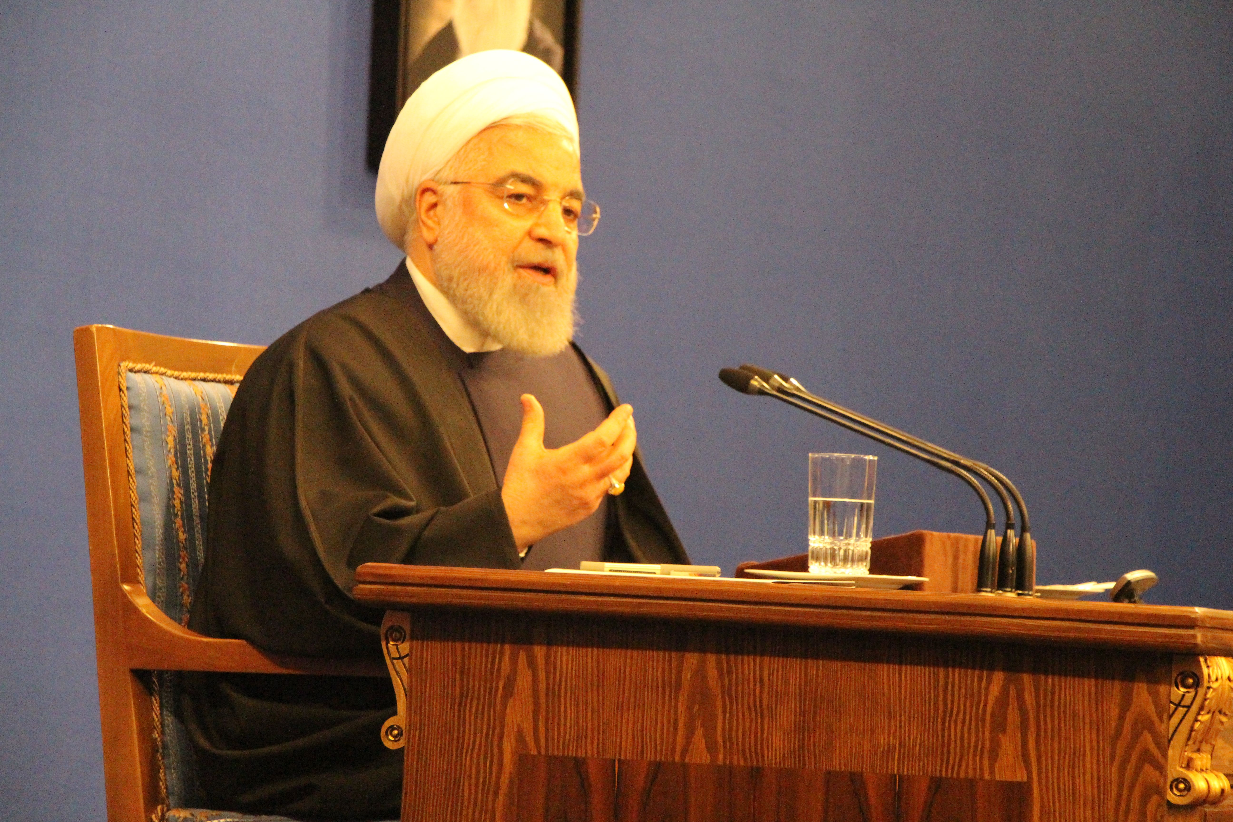Iran's President Rouhani. Image by Reese Erlich. Iran, 2020.