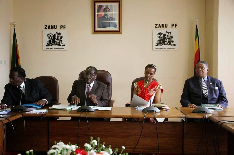 First Lady Grace Mugabe joins her first meeting of the Politburo of ZANU–PF. Image courtesy of Wikicommons user Brainy263. Zimbabwe, 2015.