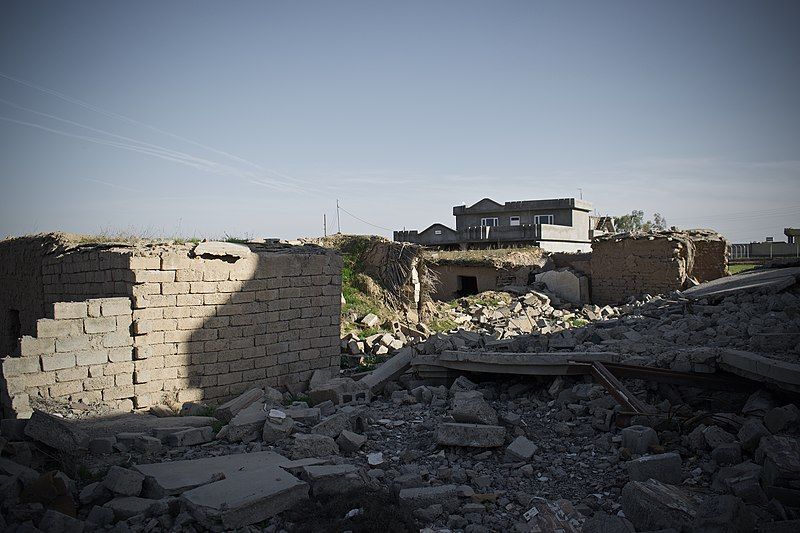 Destruction by the Islamic State in the village Wardik. Image by Levi Clancy/Wikimedia Commons. Iraq, 2018.