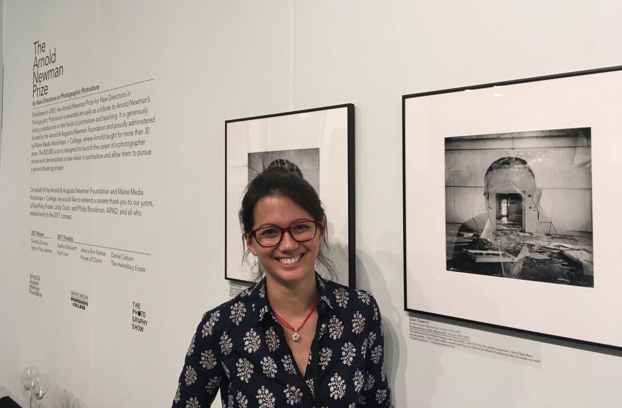 Daniella Zalcman at an exhibition of her work honoring her for winning the Arnold Newman Prize. Image courtesy of Daniella Zalcman. United States, 2017. 