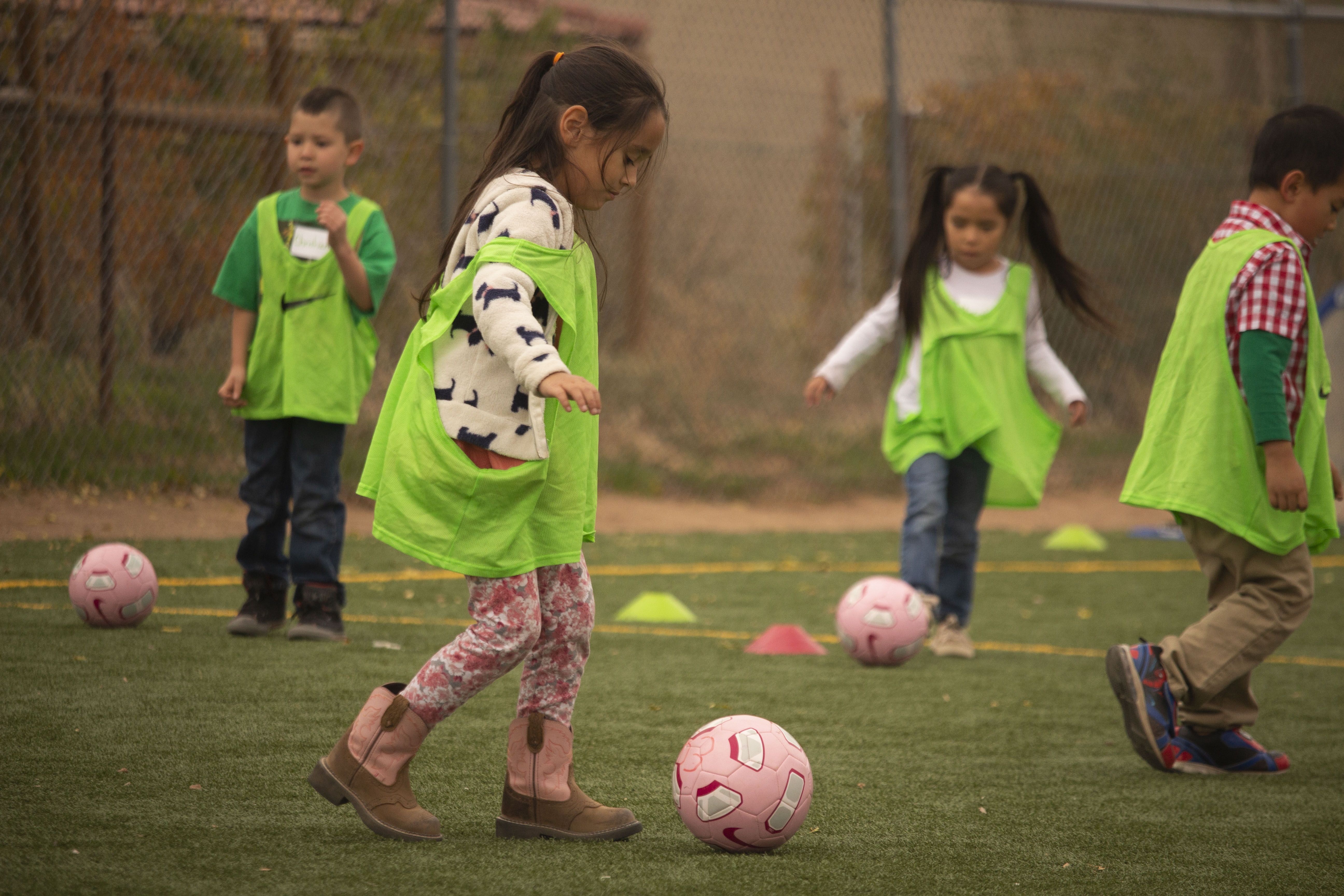 About 400 Carroll Elementary students in New Mexico participated in an all day soccer and leadership clinic, hosted by the Notah Begay III foundation. Image by Viridiana Vidales Coyt. United States, 2017.