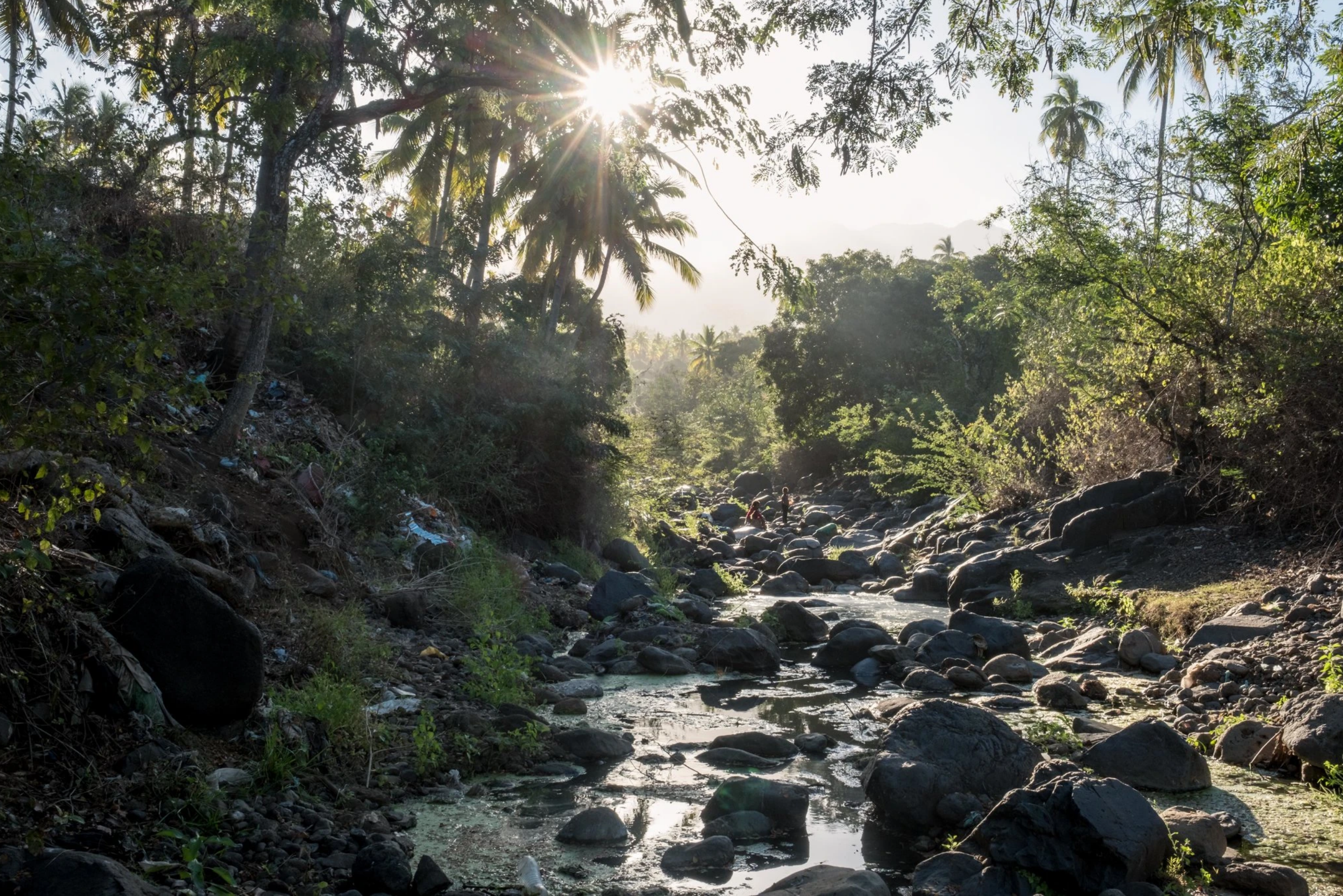 The trickle of a once-potent river on the island of Anjouan, in the Comoros. Image by Tommy Trenchard for The New York Times. Comoros, 2019.