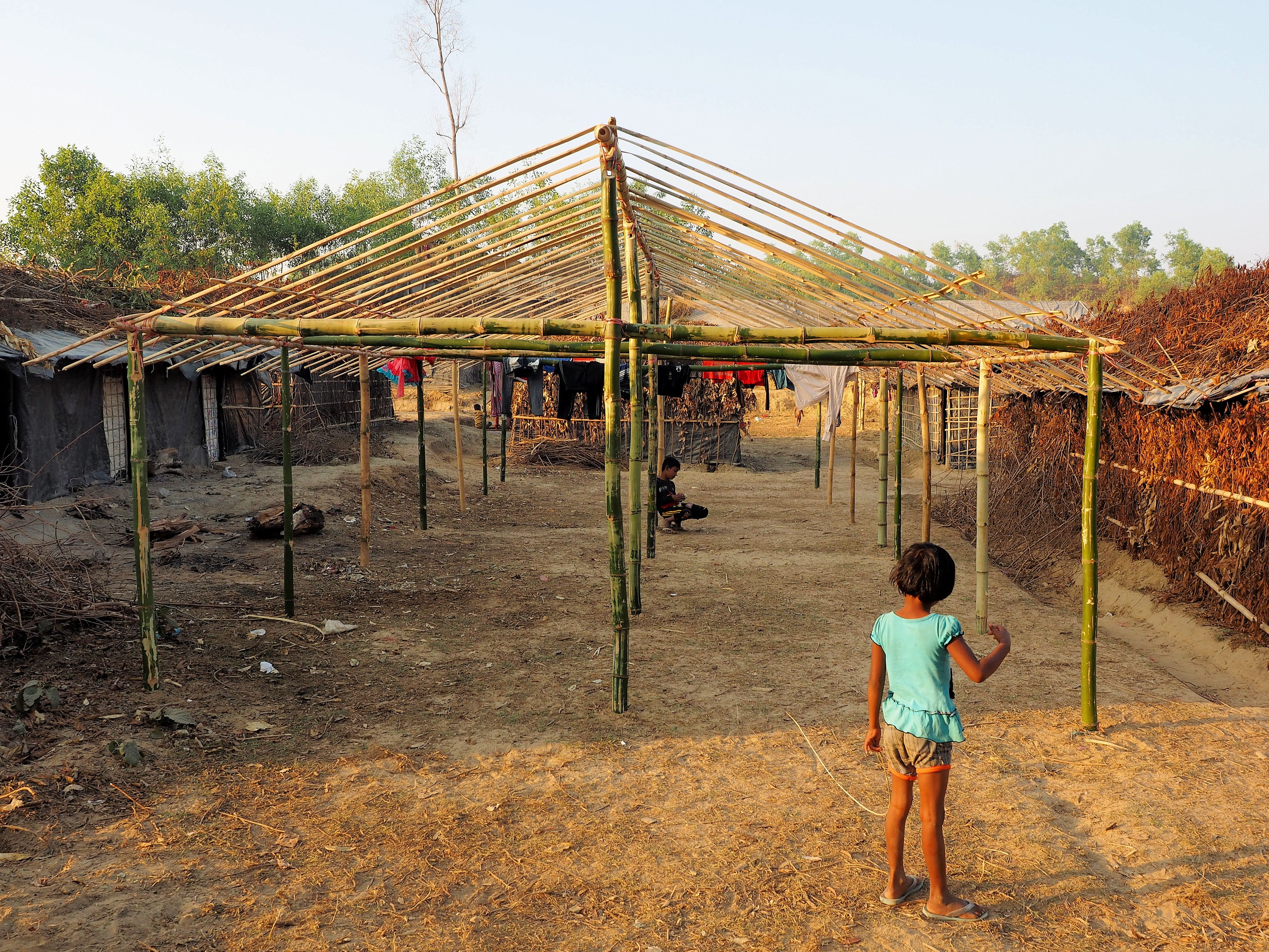 Half-built house in squatters refugee camp. Image by Doug Bock Clark. Bangladesh, 2017.