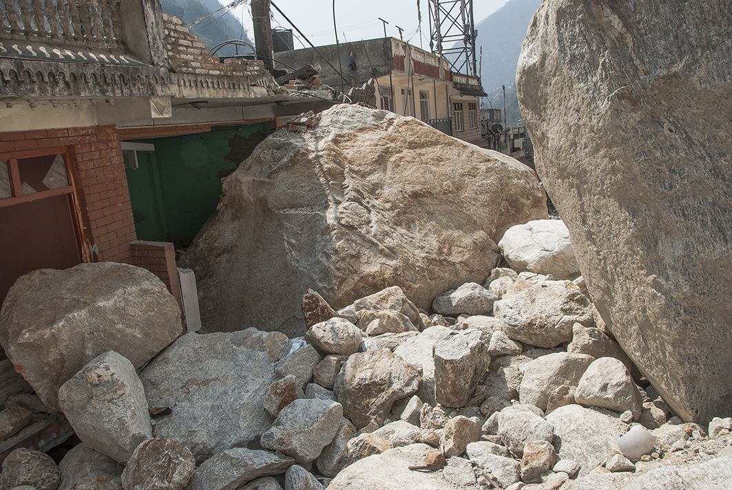 Landslides devastated Kodari, Nepal.