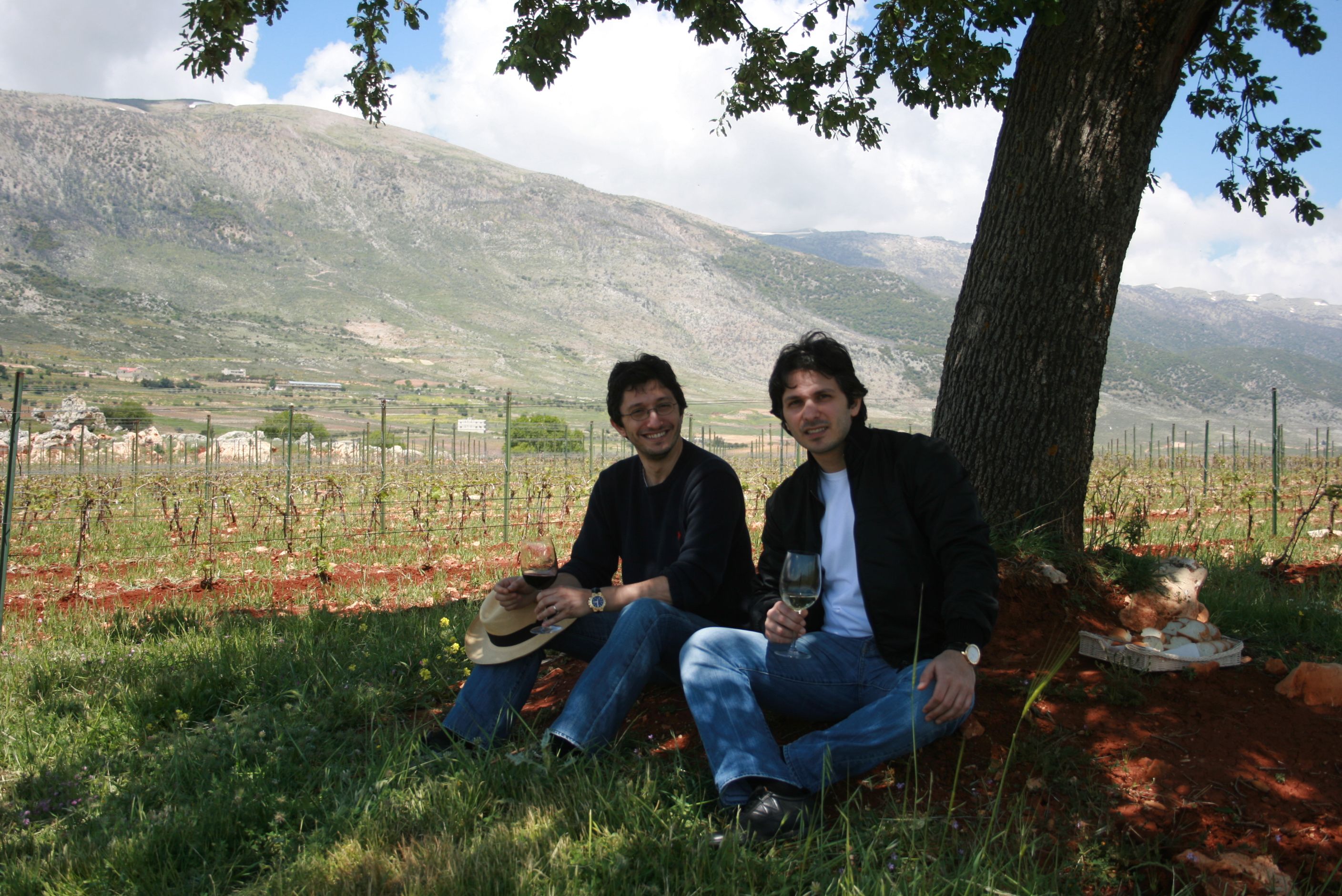 Karim (left) and Sandro Saadé at their Lebanese wine estate Chateau Marsyas. Lebanon, 2017.