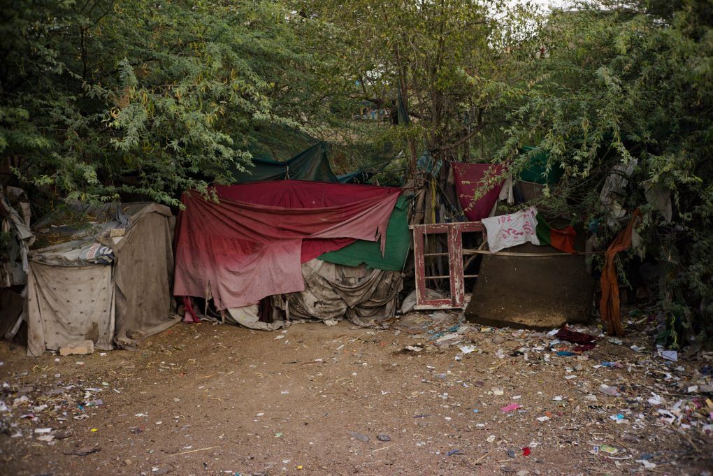 Informal Housing, Orangi Town Station, Karachi, Pakistan. Still image from KCR, 2014-2017, nine-channel multimedia installation. Image by Ivan Sigal. Pakistan, 2017.