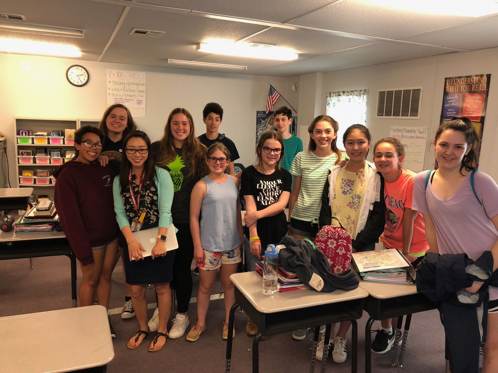 Ms. Rachael Behrens and members of the Swanson Middle School journalism class. Image by Kem Knapp Sawyer. United States, 2018.
