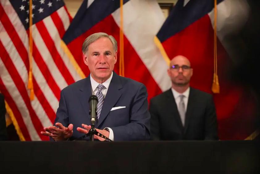 Governor Greg Abbott has announced the first phase of reopening the economy, allowing retail stores, movie theaters, malls and restaurants to reopen. Image by Miguel Gutierrez Jr. / The Texas Tribune. United States, undated. 