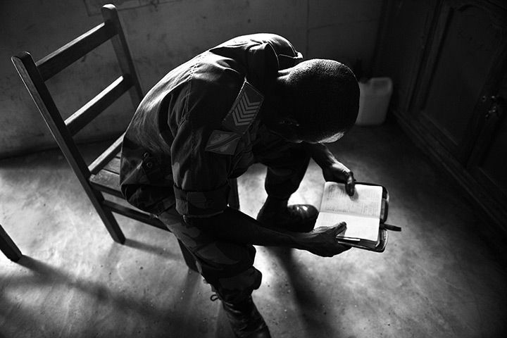 Sergeant 'Boniface' says he was told by his commanding officer to go and rape. He says that he raped three women before his conscience told him to stop. Image by Fiona Lloyd-Davies. DRC, 2013.
