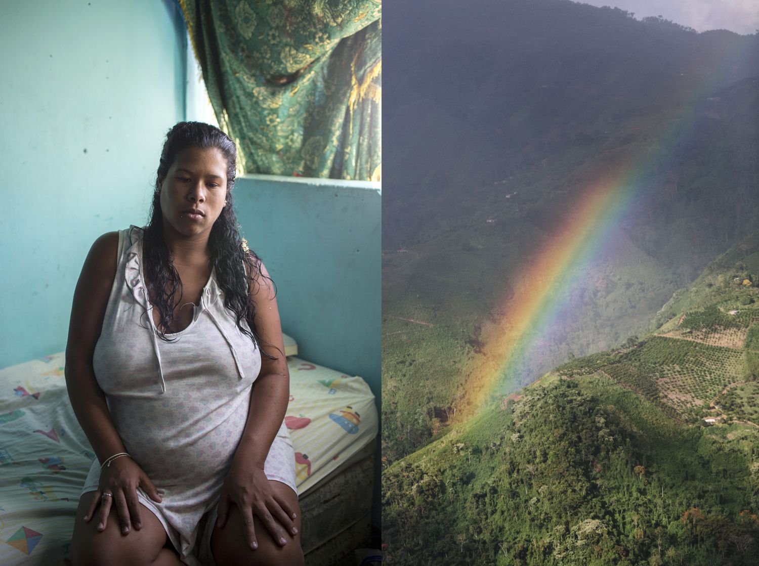 A young pregnant woman in her room in El Carpintero, a section of Petare, Caracas one of the largest Barrios in Latin America. Venezuela