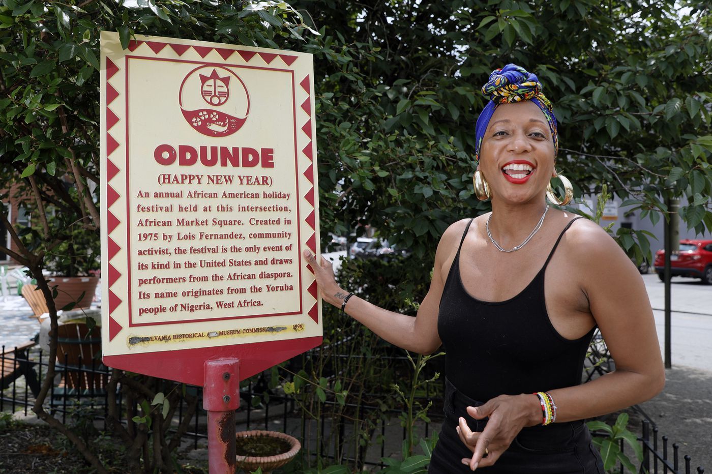 OshunBumi Fernandez-West, CEO of ODUNDE, at 23rd and South St., on June 5, 2020. Image by Elizabeth Robertson / The Philadelphia Inquirer. United States, 2020.