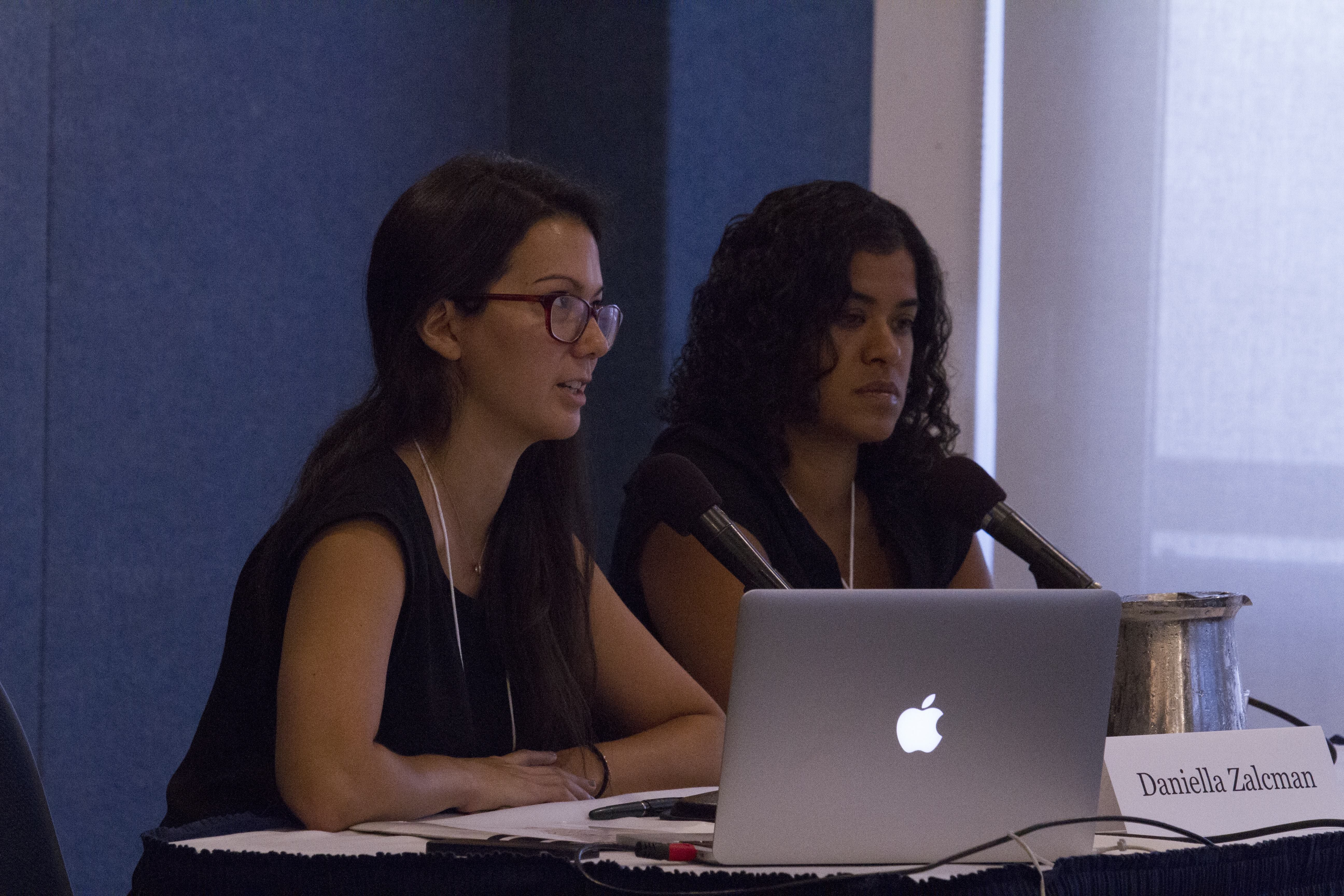 (Left to right) Daniella Zalcman and Jennifer Samuel address challenges and resources for women photographers and photographers of color at the Pulitzer Center Gender Lens Conference. Image by Jin Ding. United States, 2017.