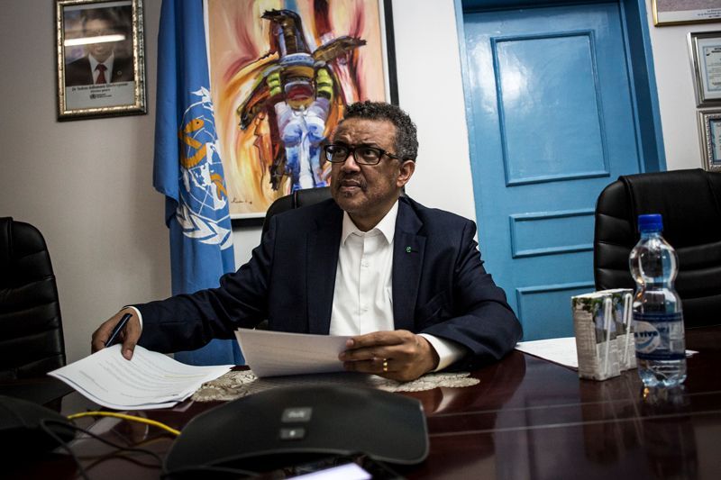 Tedros Adhanom Ghebreyesus, director of the World Health Organization, in Kinshasa on 14 June. Image by John Wessels for Nature. Congo, 2019. 