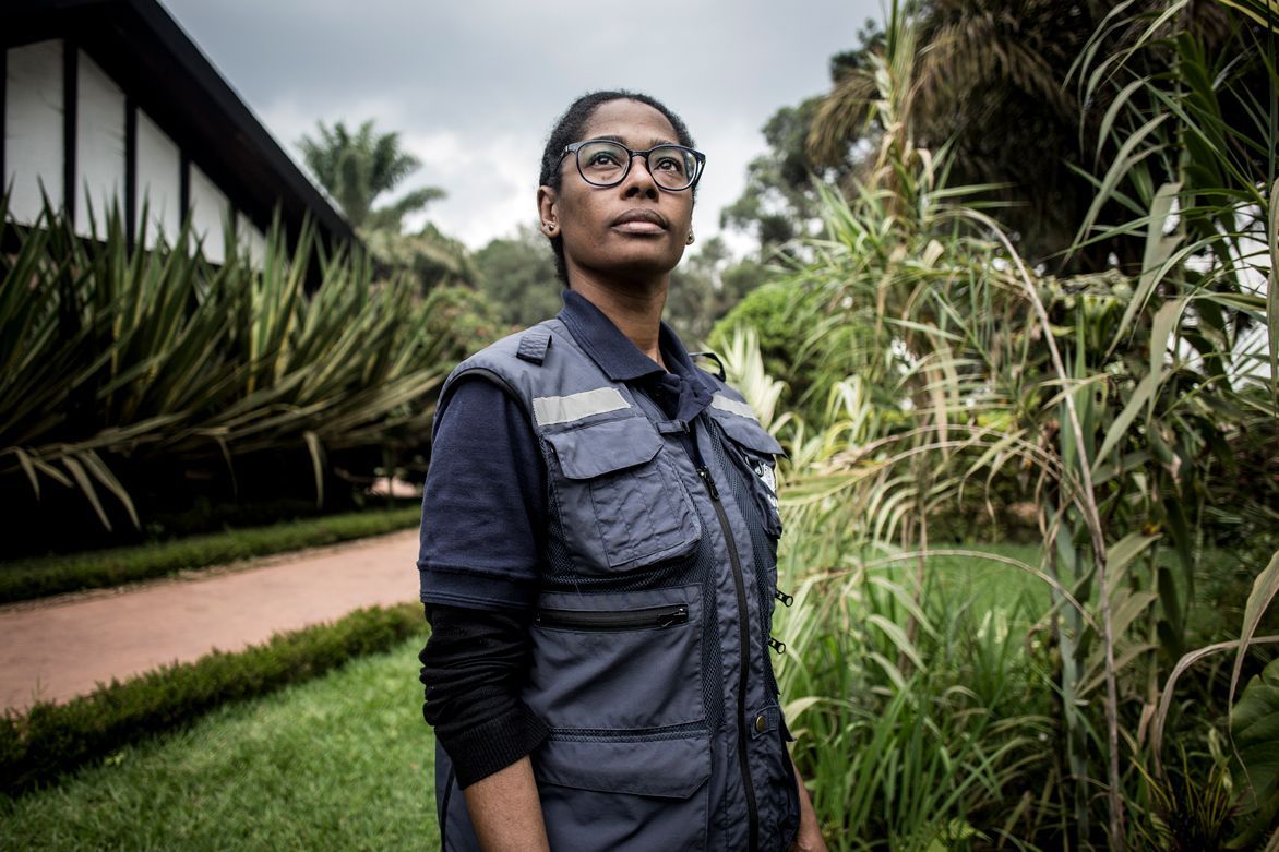 Marie-Roseline Darnycka Bélizaire, an epidemiologist from Haiti, is helping to coordinate the World Health Organization’s Ebola response. Image by John Wessels. Democratic Republic of Congo, 2019. 