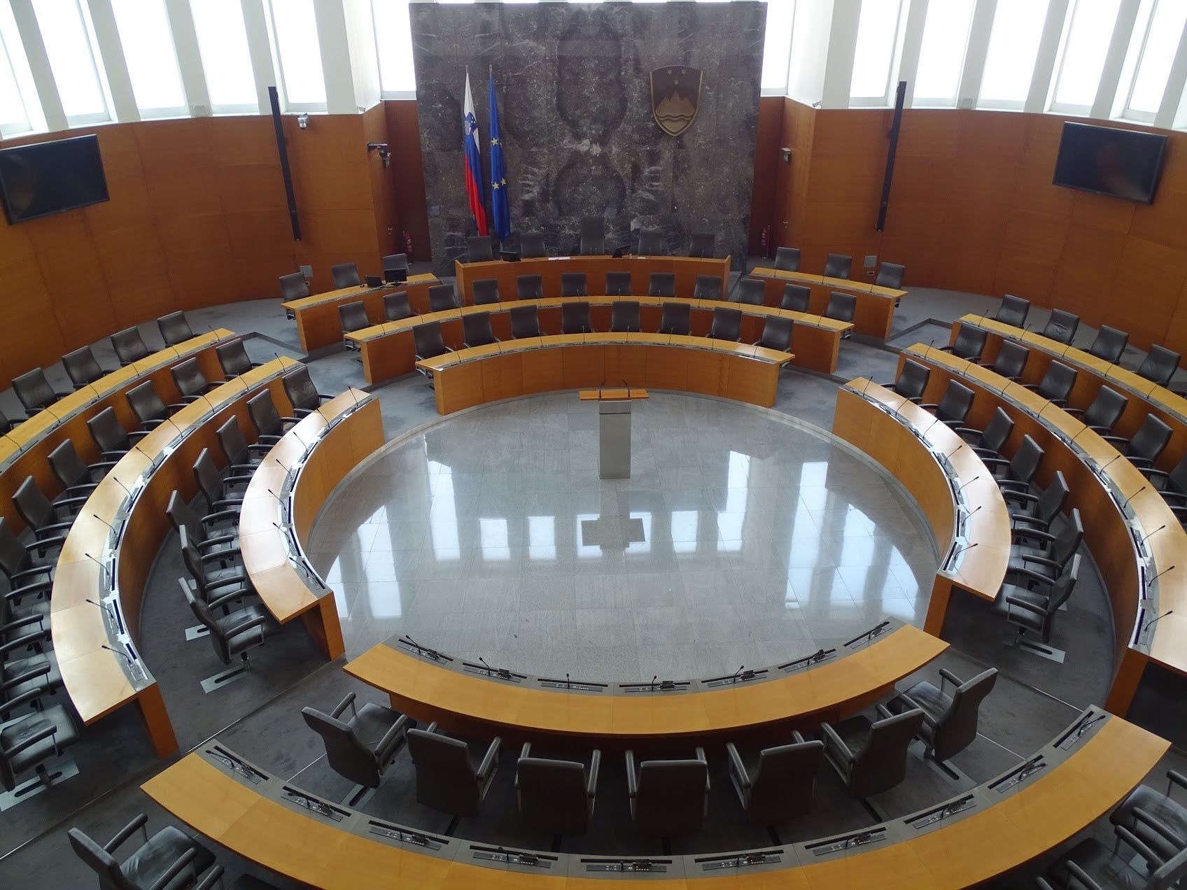 Inside Parliament in the capital city of Ljubljana. Image by Olivia Watson. Slovenia, 2018.