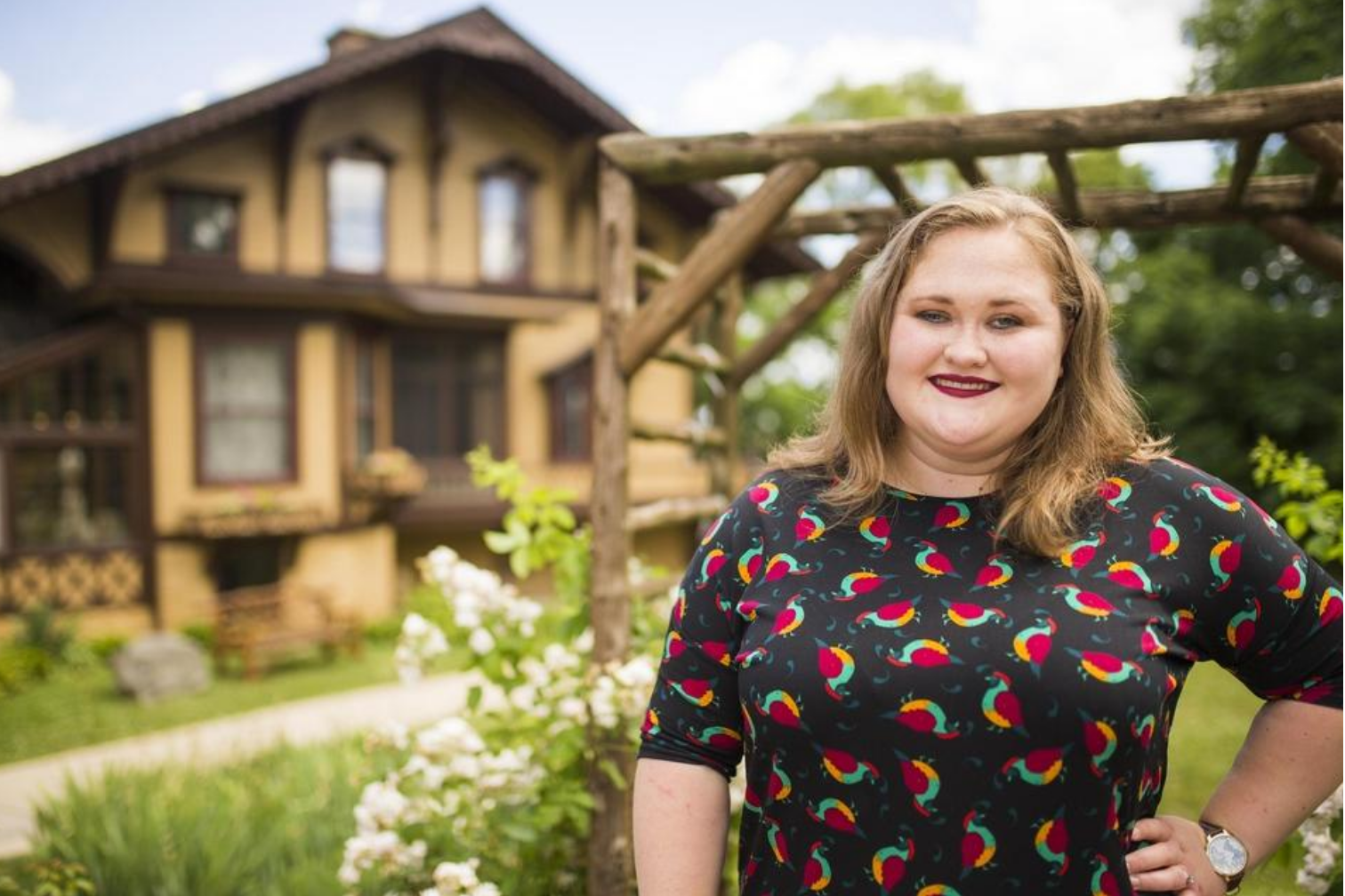 Samantha Hochmann is the executive director of Tinker Swiss Cottage Musuem & Gardens, seen here at the musuem on Tuesday, June 23 in Rockford. Image by Scott P. Yates / Rockford Register Star. United States, 2020.