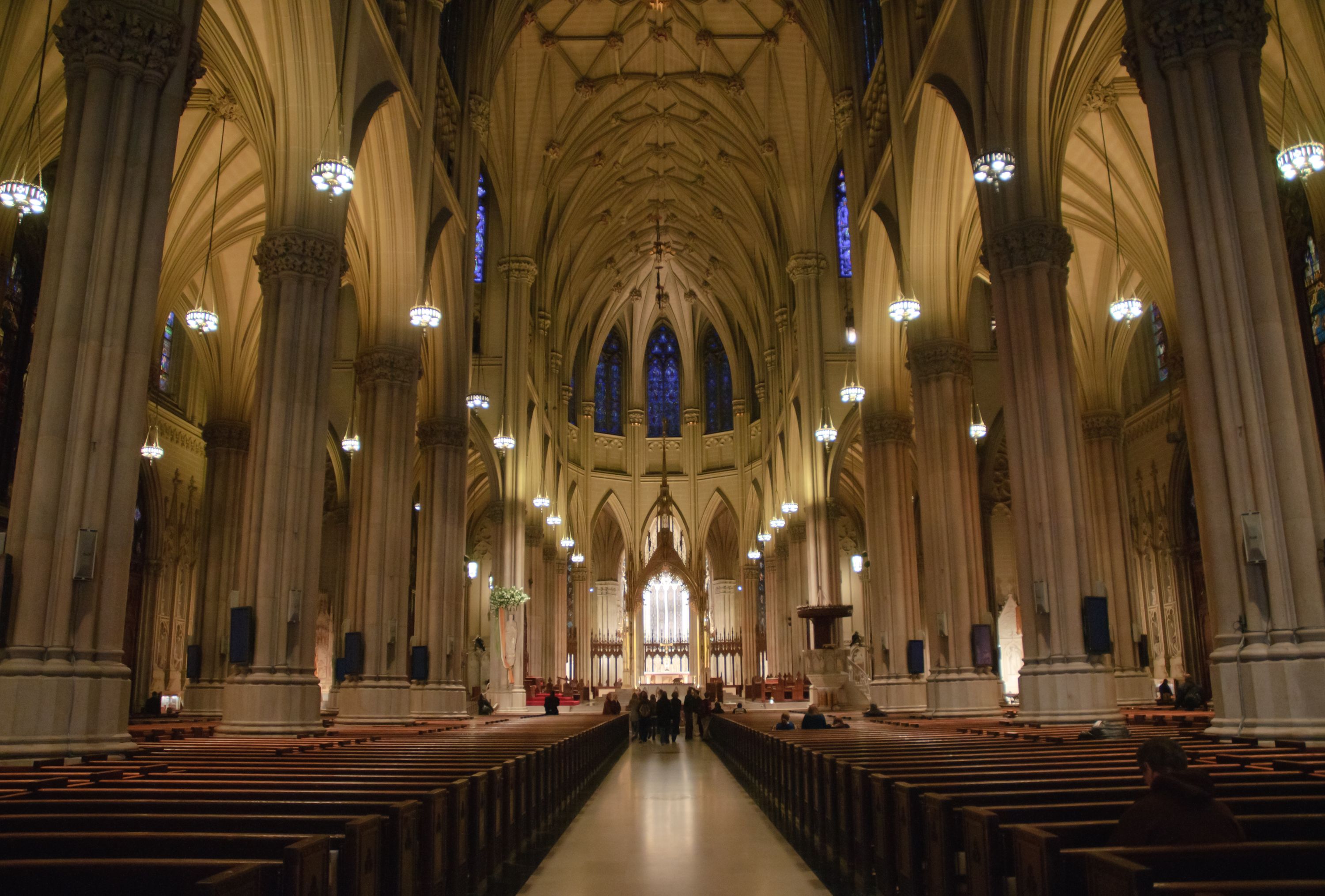 St. Patrick's Cathedral interior in New York City. Image by Zack Frank / Shutterstock. United States, undated.