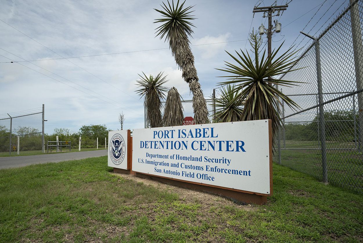 The main entrance to the Port Isabel Detention Center on Sunday, June 24, 2018. Port Isabel is about 20 miles northwest of Brownsville. Image by Reynaldo Leal. United States, 2018.