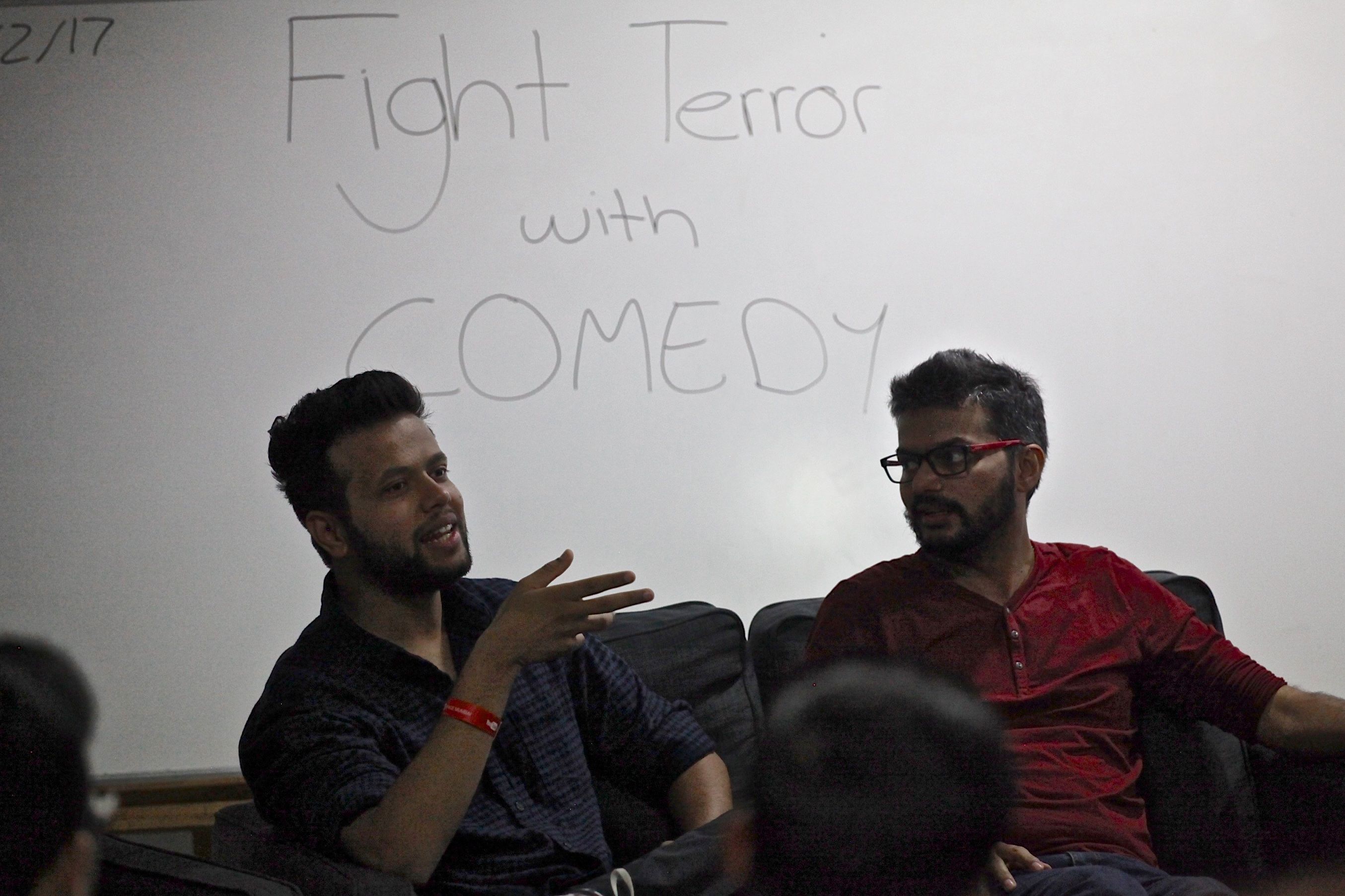 East India Comedy members Kunal Rao and Sapan Verma at a workshop hosted by the U.S. State Department. Image by Wes Bruer. India, 2017.