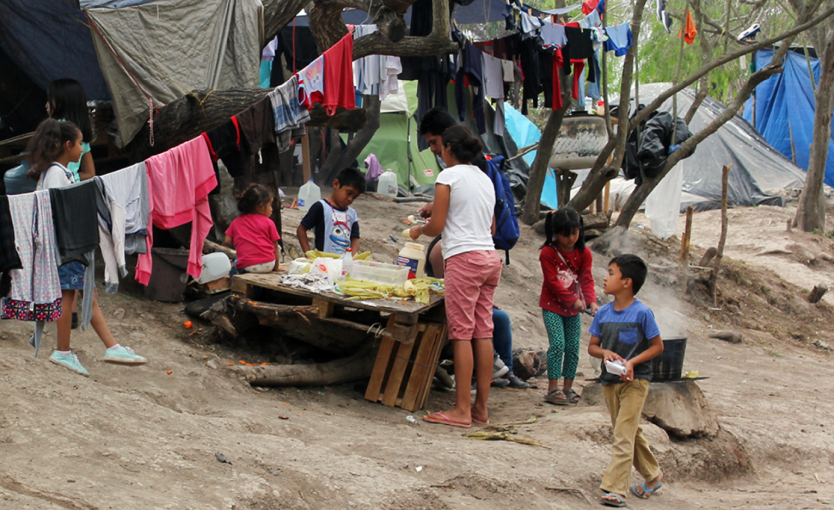 Children at the tent camp in Matamoros in March 2020. Image by Acacia Coronado. Mexico, 2020.