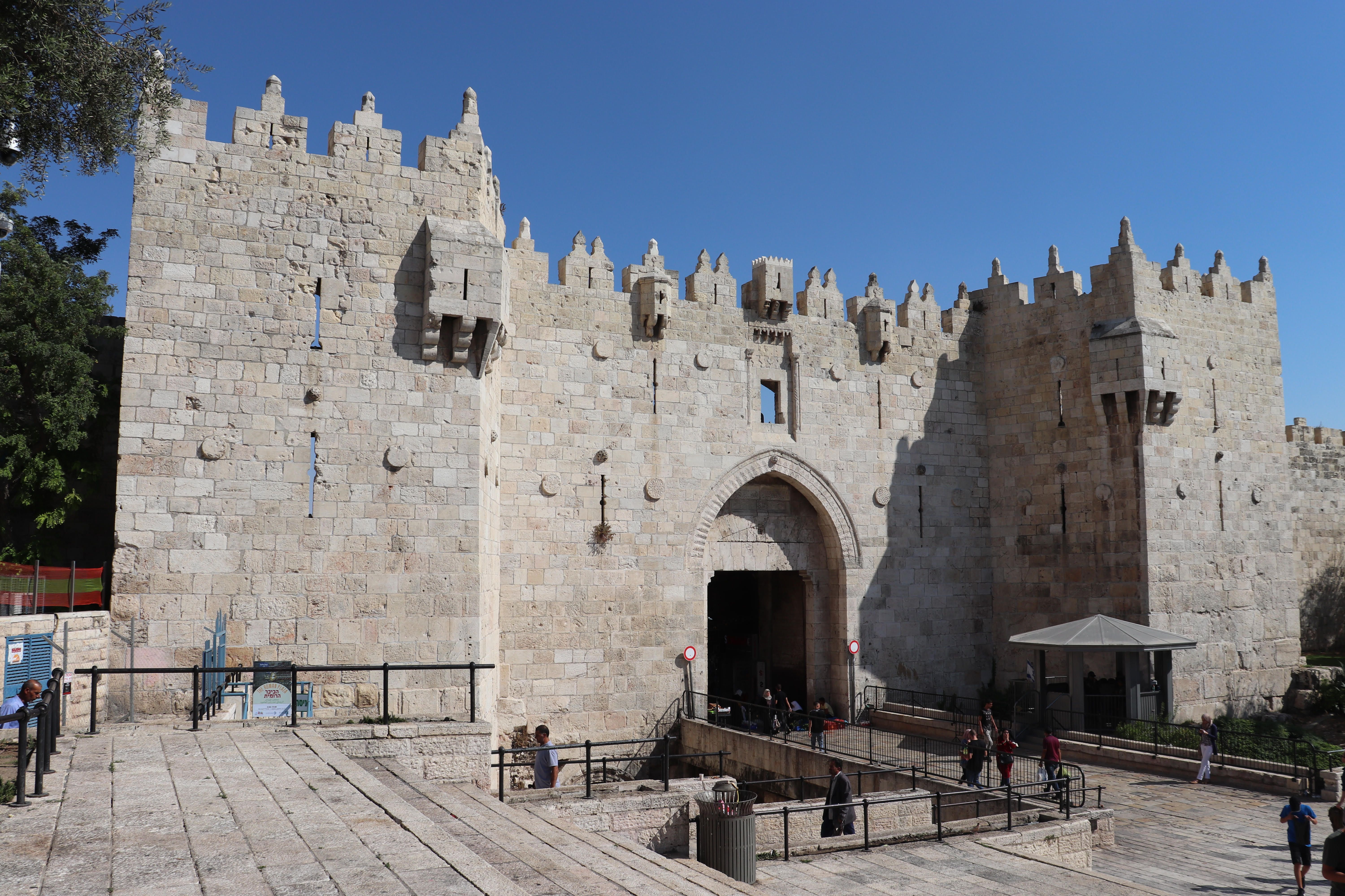 Damascus Gate, the entrance into the Muslim Quarter of Jerusalem's Old City. Image by Carly Graf. Israel, 2019.