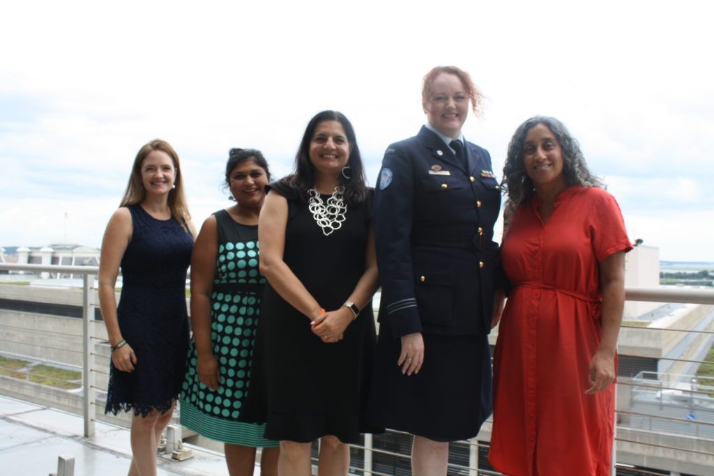 From left: Xanthe Scharff; Chandrima Das; Inndira Lakshmanan; Fiona Pearce; and Geeta Gandbhir. Image courtesy of the UN Foundation. United States, 2019. 