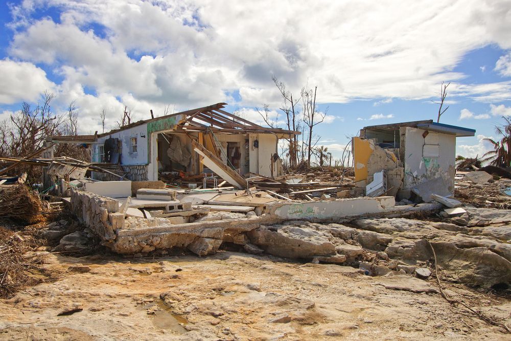 Freeport, Grand Bahama Island, Bahamas - October 11, 2019: Eastern part of the Grand Bahama Island where most of the devastation occurred from Hurricane Dorian. View of destroyed homes. Image by Anya Douglas / Shutterstock. Bahamas, 2019.