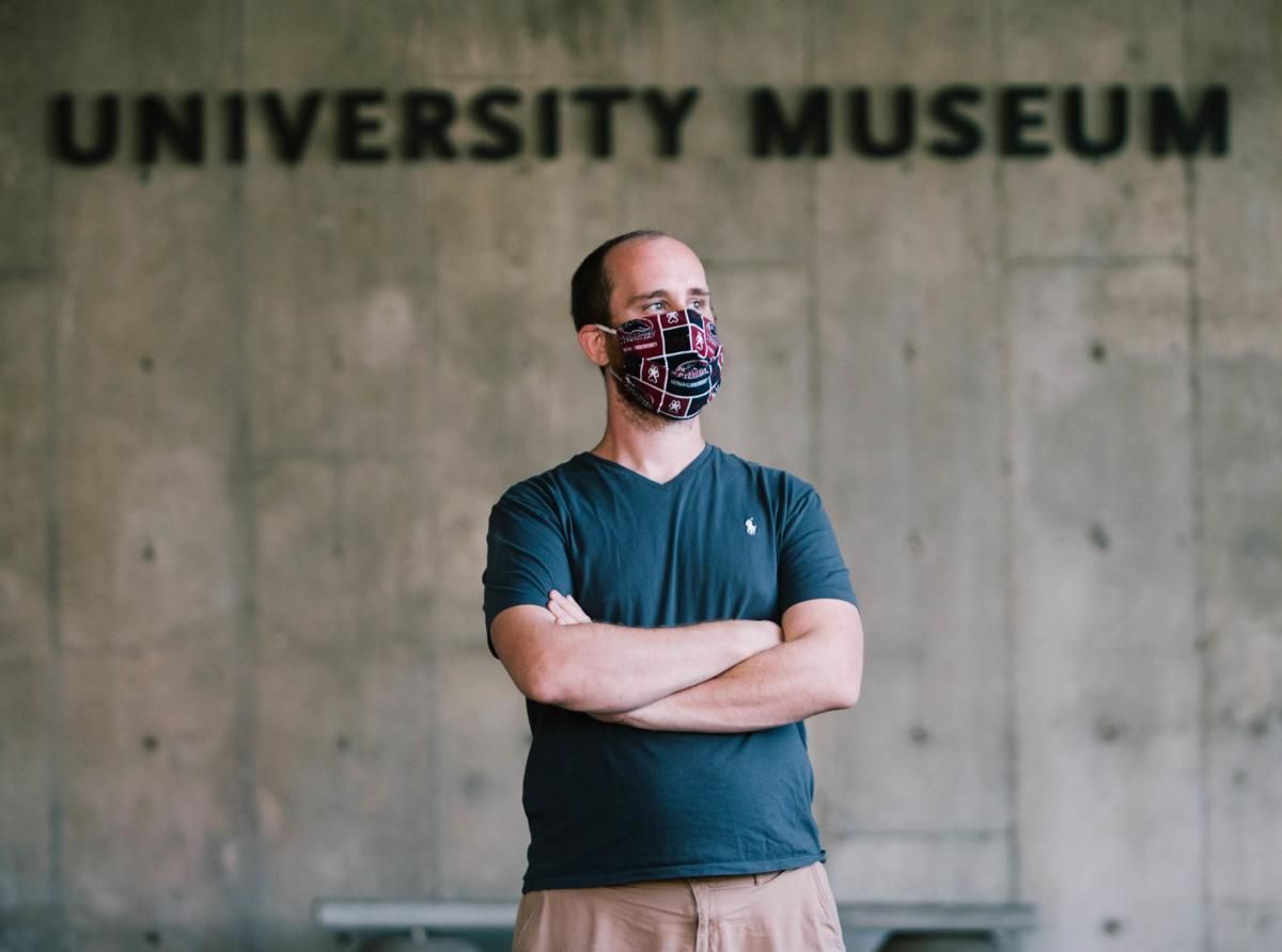 Wes Stoerger, curator of exhibits at the SIU University Museum, poses for a portrait on Thursday, July 16 at the University Museum on the Southern Illinois University campus in Carbondale. Image by Brian Munoz. United States, 2020.