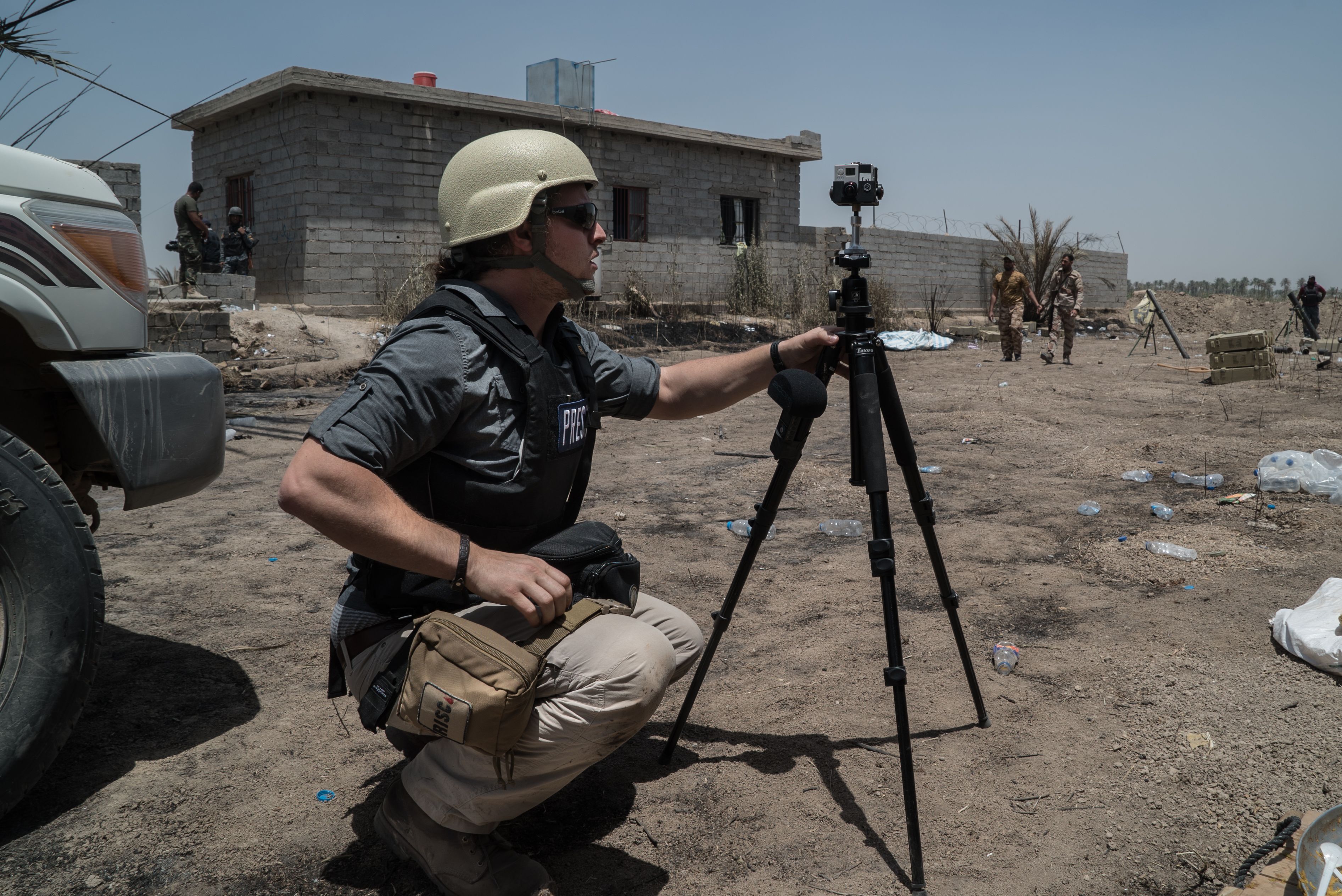 Ben C. Solomon filming in Iraq. Image courtesy of New York Times.