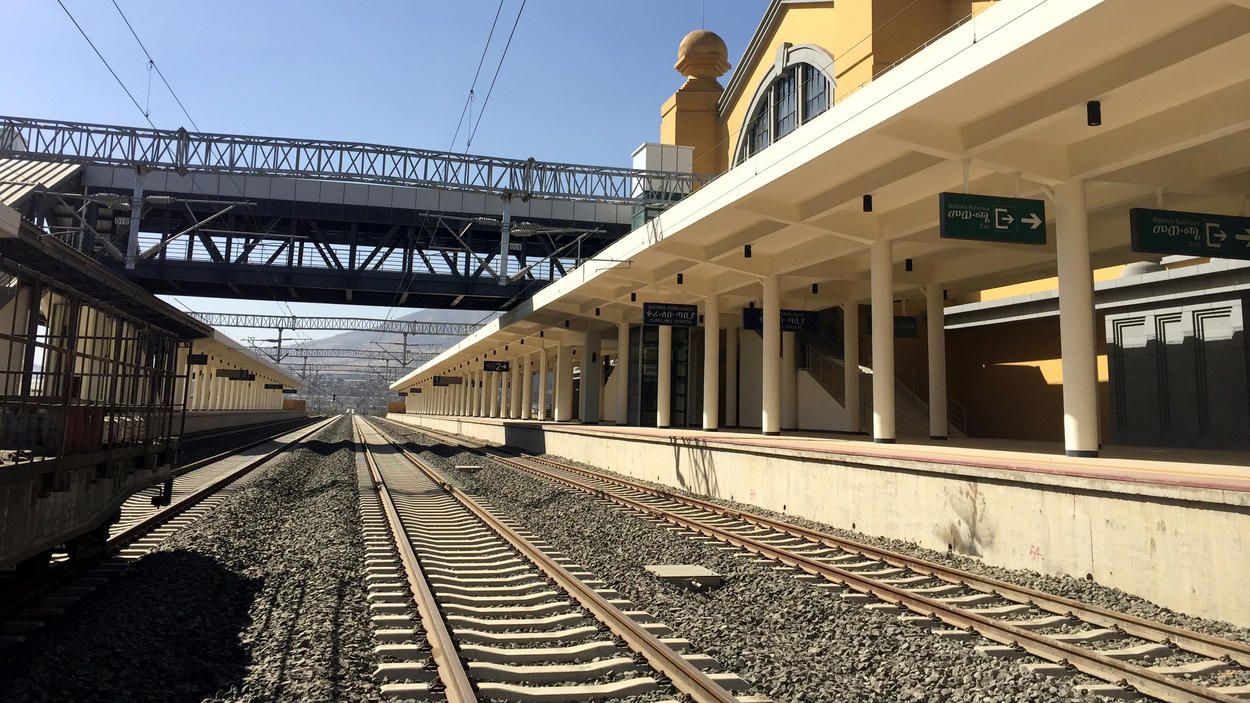 The new train station in Addis Ababa, Ethiopia, is one terminus of the Chinese-built Ethiopia-Djibouti Railway, which extends to the port of Djibouti. Image by Noah Fowler. Ethiopia, 2017.