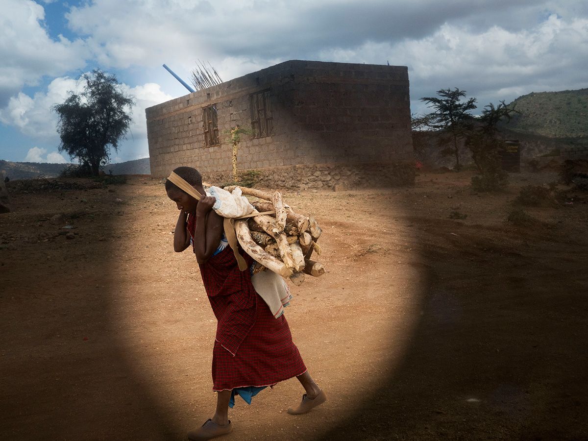 Carrying firewood. Image by Thomas Dworzak/Magnum Photos. Tanzania, 2018.