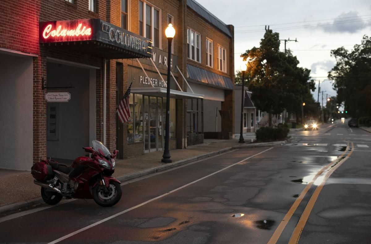 Main Street in Columbia, N.C. is quiet after a late afternoon thunderstorm on Thursday, July 23, 2020. Columbia is the county seat of Tyrrell County, with fewer than 4,000 residents. Image by Robert Willett / The News & Observer / North Carolina News Collaborative. United States, 2020.
