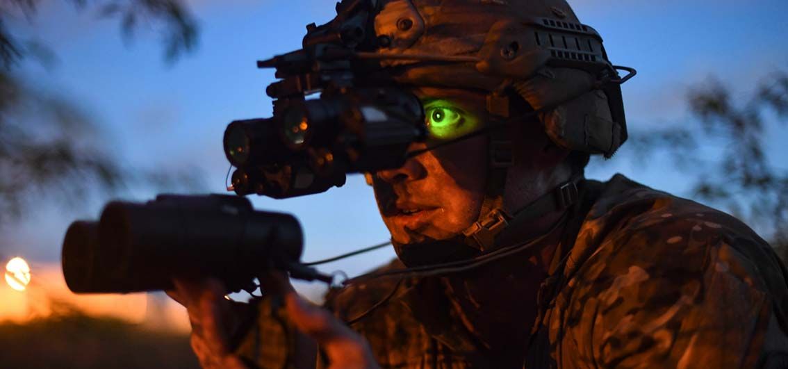 Infantry scouts assigned to CJTF-HOA stay ready with reconnaissance training at Camp Lemonnier. Image courtesy of the U.S. military's press photos. Djibouti, 2020.