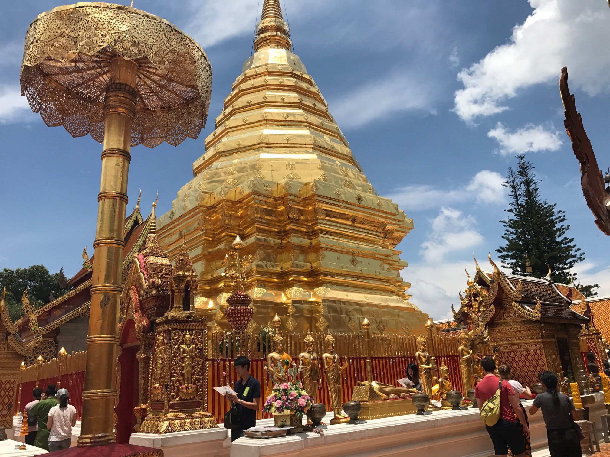 Wat Phra That Doi Suthep, a Buddhist temple found at the top of the Doi Suthep Mountain in Chiang Mai. Image by Kiley Price. Thailand, 2018.