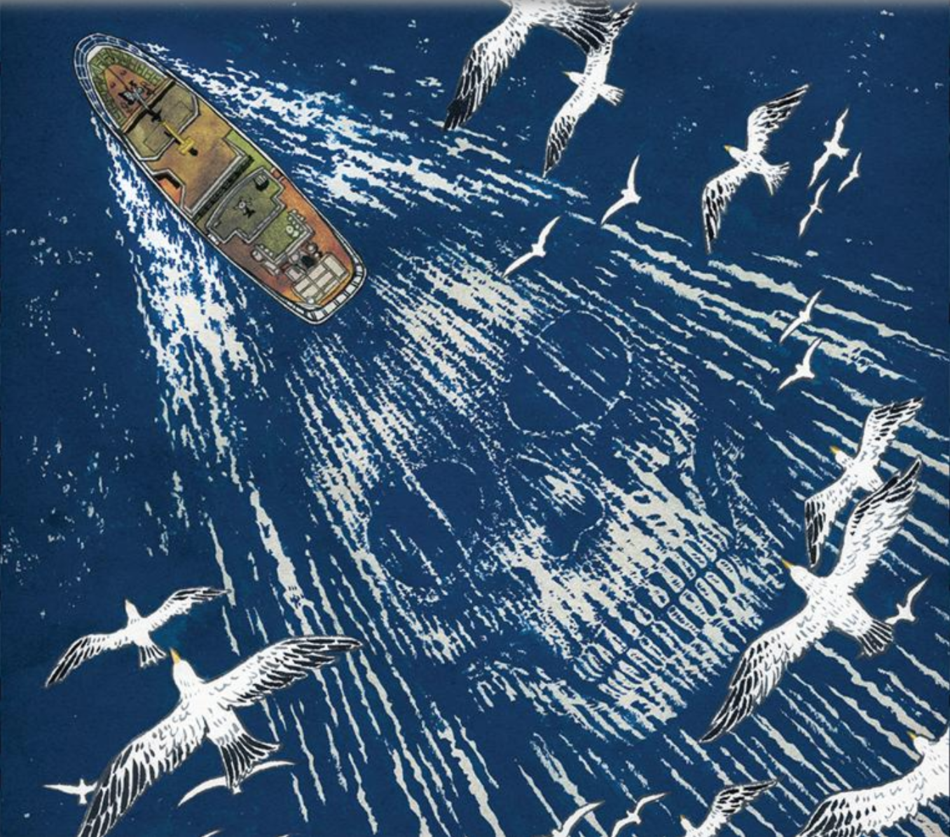The rusted pirate fishing vessel STS-50 evaded authorities time and time again—until its luck ran out. Illustration by Yuko Shimizu.