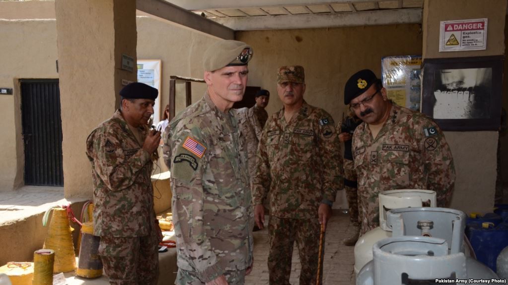 Pakistan military briefs US CENTCOM Chief Gen. Joseph Votel on counter-terror operations in North Waziristan. Image by Pakistan Army. Pakistan, 2017