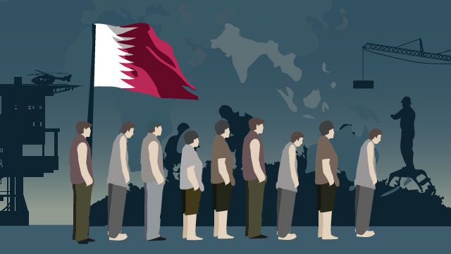 Labor migrants comprise about 90% of Qatar's population. This is a snapshot of their working conditions and some of the issues migrant workers face.
​​​​​​​Graphic by Shelette Gipa/Rappler. 2017.
