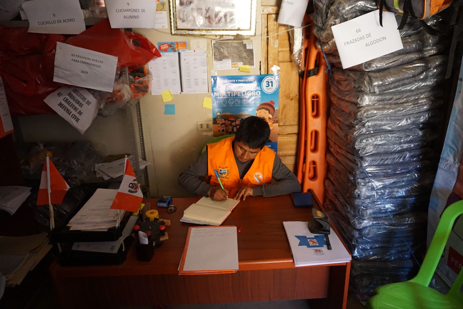 Jorge Almarchaz Paulino in his office. Image by Audrey Fromson. Peru, 2019. 