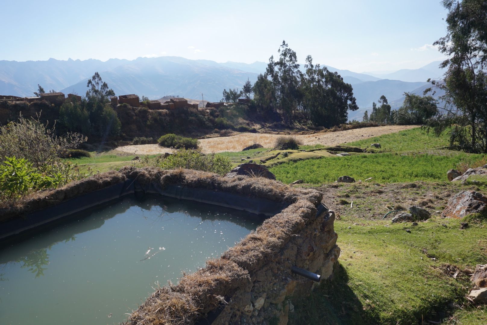 The reservoir at the top of the Oros family's land. Image by Audrey Fromson. Peru, 2019.