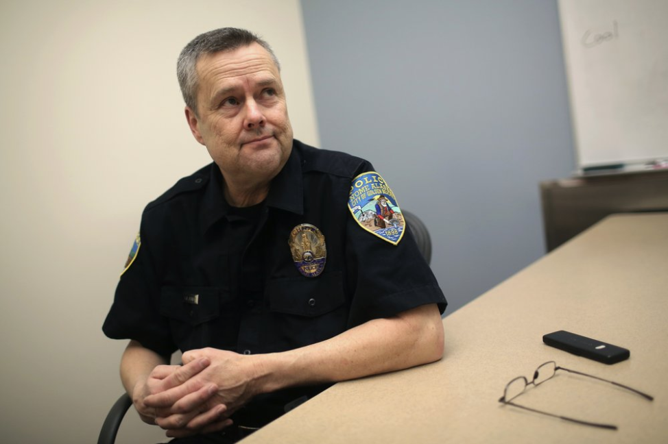 In this Feb. 23, 2019, photo, new police chief Robert Estes speaks to the Associated Press in Nome, Alaska. Estes replaced the outgoing chief after public complaints that the police department had mishandled sexual assault cases in Nome. Image by Wong Maye-E. United States, 2019.