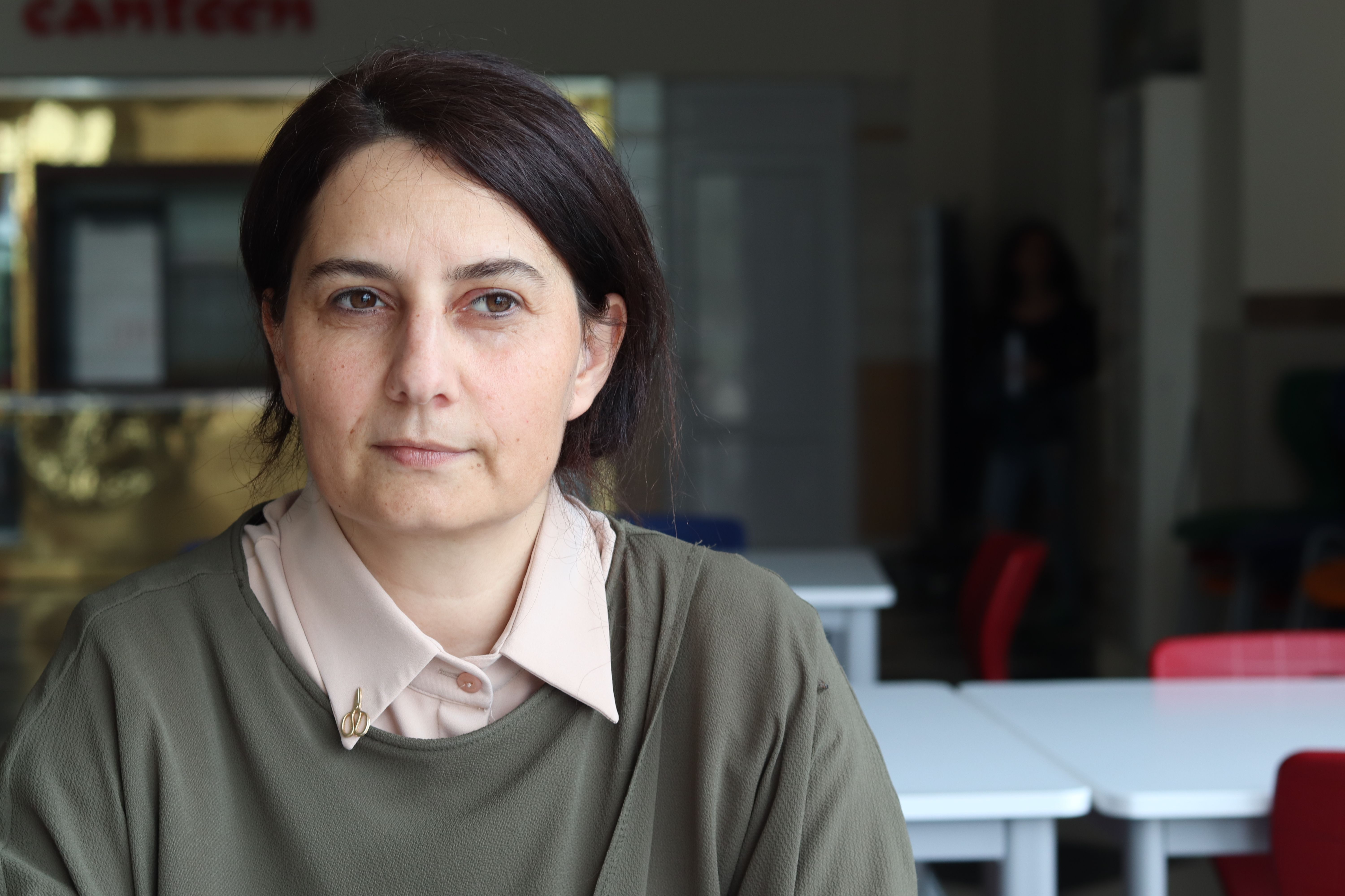 Yasemin Karabina, a high school Turkish language teacher and wife of one of the Turkish nationals working Kosovo who was expelled to Turkey. Image by AJ Naddaff. Kosovo, 2018. 