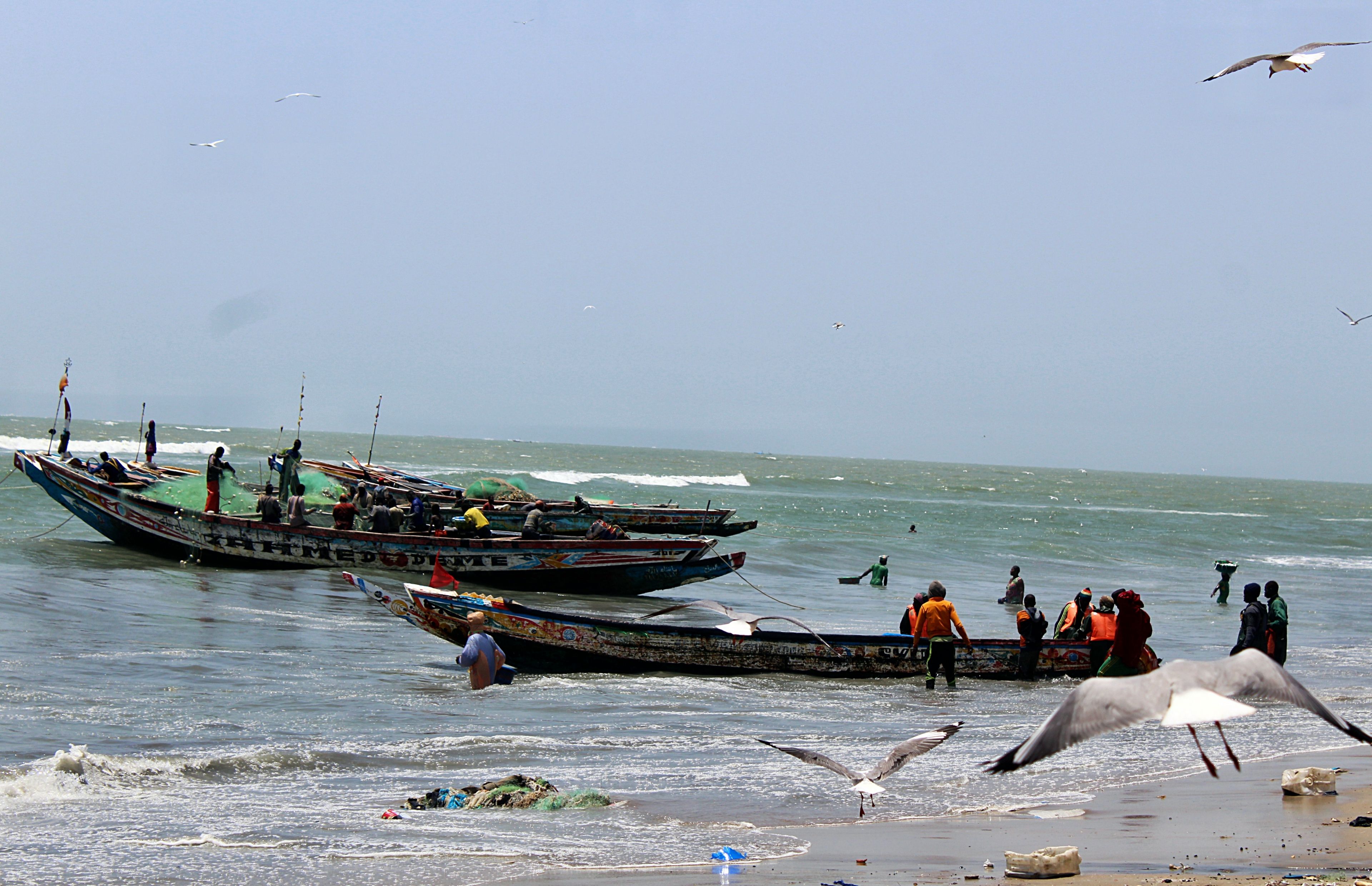 Fishermen in Tanji. Image by Nosmot Gbadamosi. Gambia, 2018.